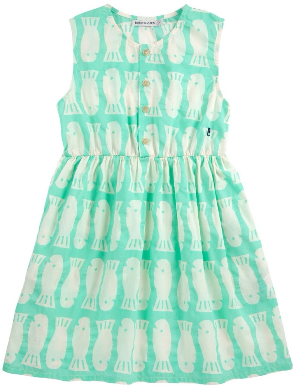 Bobo Choses Mint lucky fish Cotton Dress